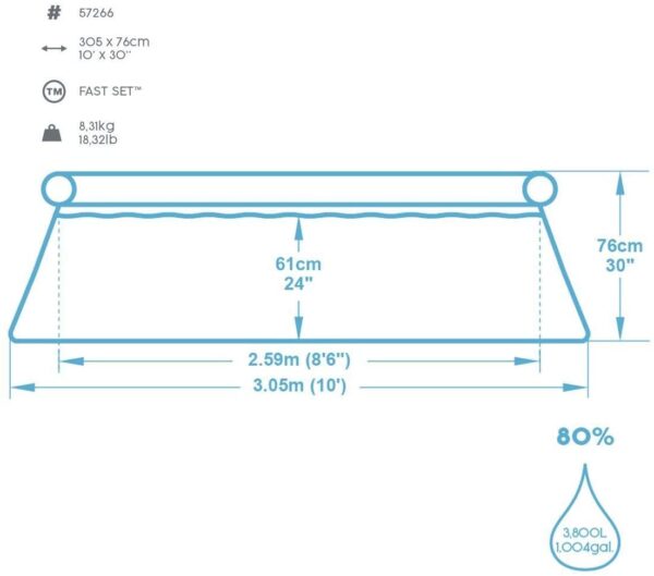 BESTWAY PISCINA Tonda Autoportante Fast Set 305x76 cm ART.57266 - immagine 2