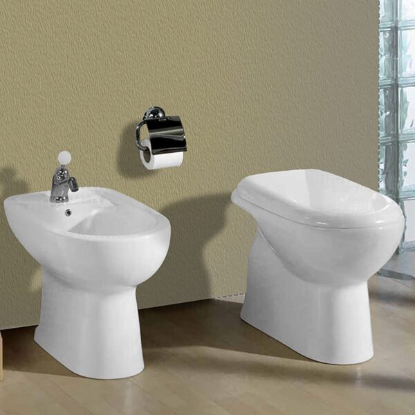 AZZURRA Sanitari DIANA (vaso+bidet) con Coprivaso in legno DIANA Bianco