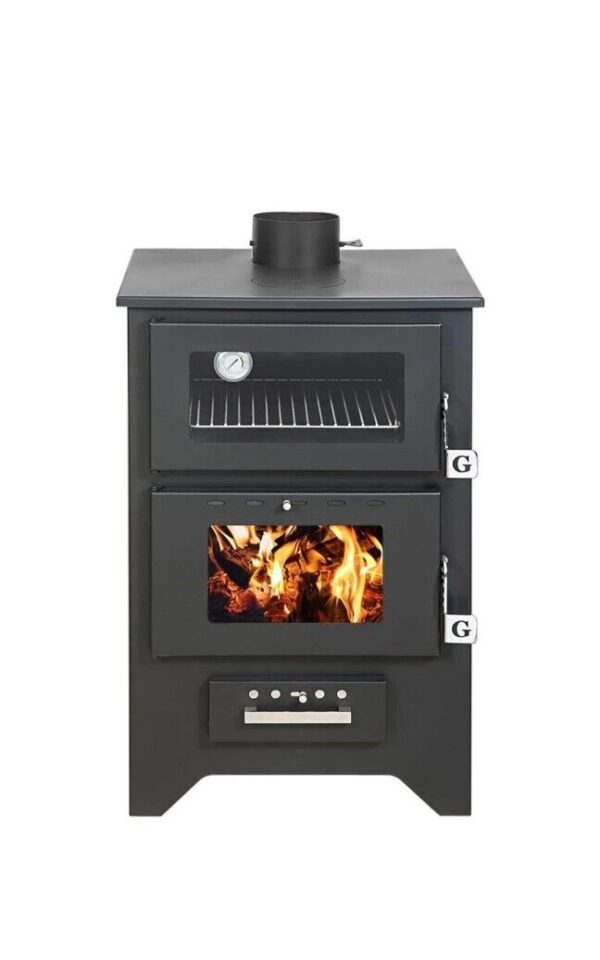 STUFA A LEGNA CON FORNO MG450 SILVIA NERA 14,8 Kw L50,5xp58,5xh90,5