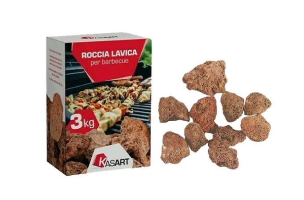 OMPAGRILL Sassi in Roccia Lavica per Barbecue confezione 3 Kg